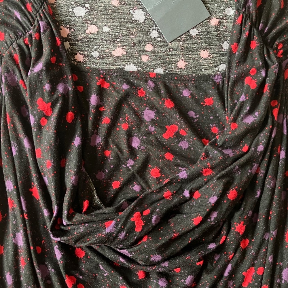 NEW w/ TAGS Alexander McQueen McQ Sleeveless Black Dress with Color Spatter L
